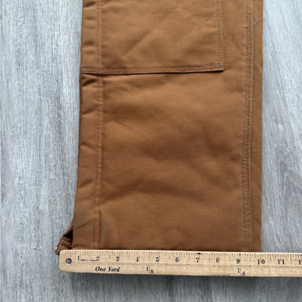 Carhartt R02 BRN Quilted Lined Double Knee Duck Bib Overalls Brown Mens 36x32 - Picture 3 of 8